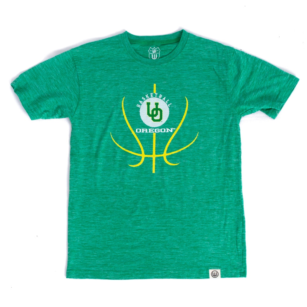 Interlocking UO, Green, Crew Neck, Cotton Blend, Kids, Youth, Basketball, Wes and Willy, T-Shirt, 803280